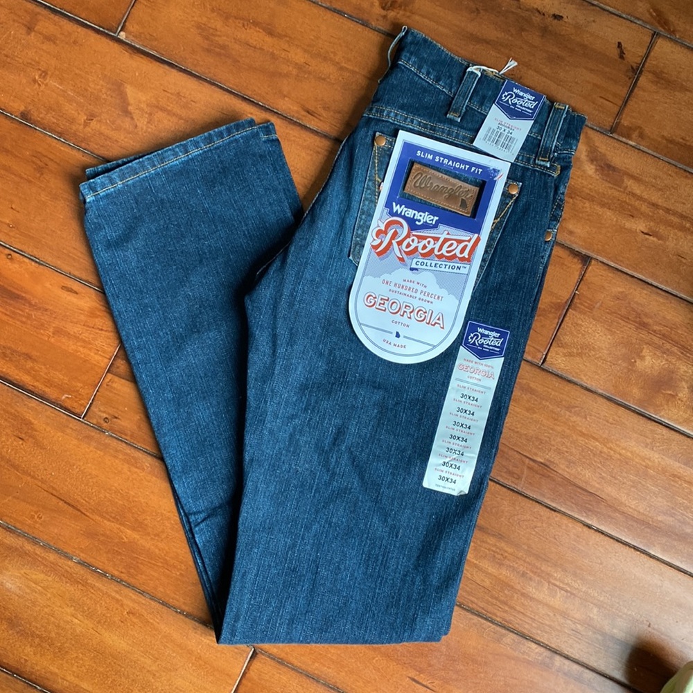 Wrangler Mens Rooted Collection 100% Georgia cotton slim straight 30x34